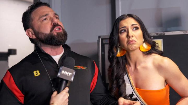 EXCLUSIVE: Arianna Grace attempts to eavesdrop on a conversation between TNA Wrestling Director of Authority Santino Marella and #WWENXT General Manager A V A. #VengeanceDay