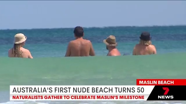 There has been a cheeky gathering in Adelaide’s south to celebrate the 50th anniversary of Australia’s first nude beach. #7NEWS