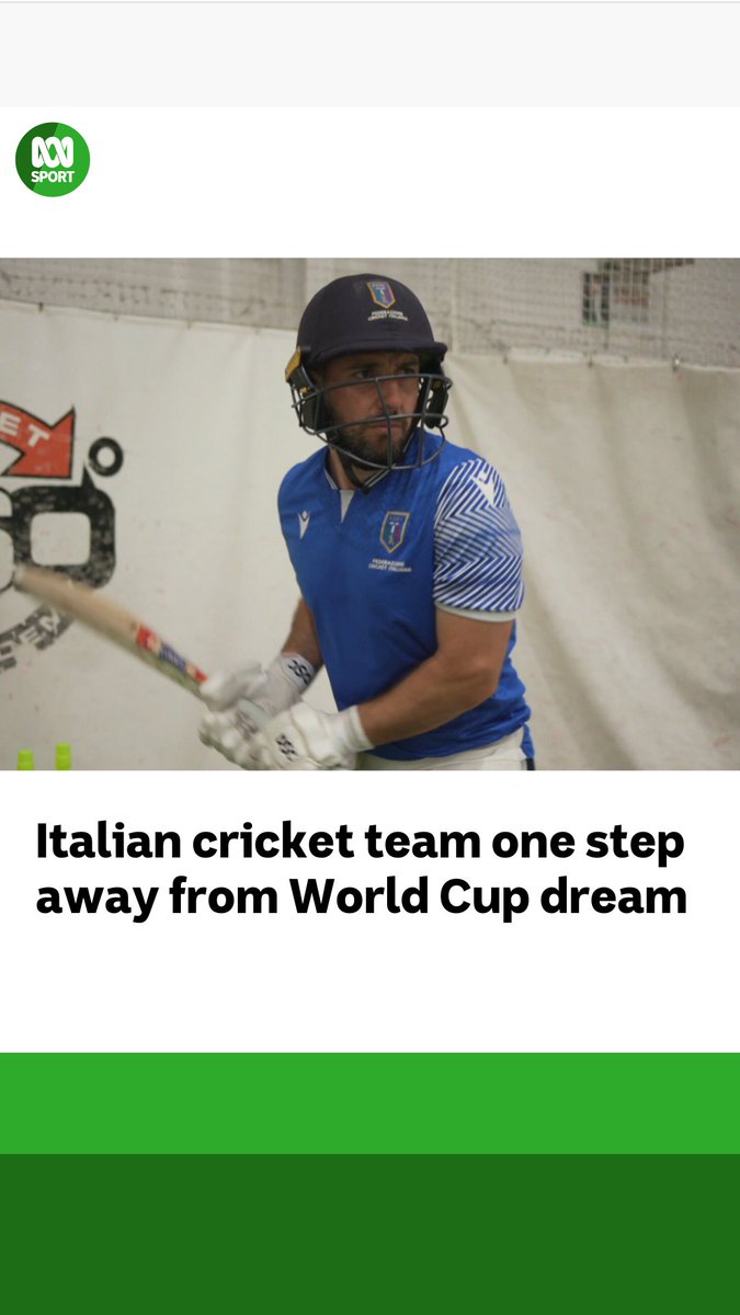 🏏 As the Australian summer of cricket comes to a close, some lesser-known cricketing nations are ramping up their push on the world stage. 🤌 🇮🇹 As Erin Marsicovetere reports, Italy is aiming to qualify for next year's T20 World Cup for the first time. More: