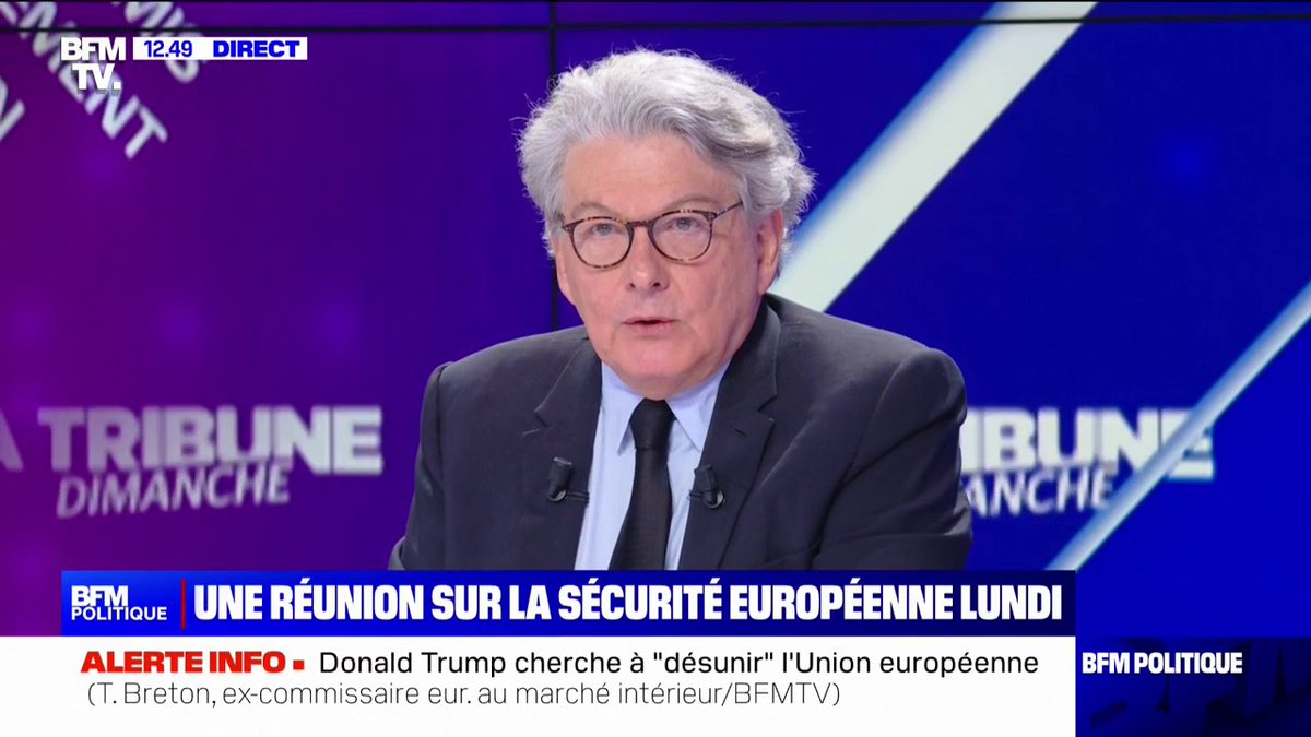 Réunion sur la sécurité européenne: “Il est temps de s’harmoniser”, réagit Thierry Breton (ex-commissaire européen) qui salue “une excellente initiative”