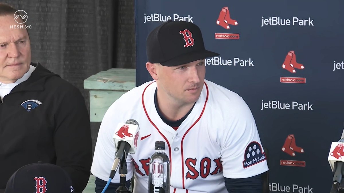 Alex Bregman was giddy talking about one Red Sox legend that recruited him: "My favorite player, Dustin Pedroia did... he talked about how special it is to be a part of the Boston Red Sox." 🥹