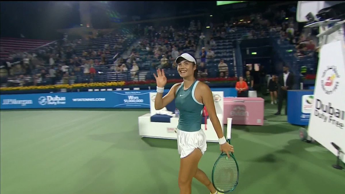 Emma Raducanu ADVANCES to the next round of the WTA 1000 Dubai Open with a straight sets victory over Maria Sakkari! 💥
