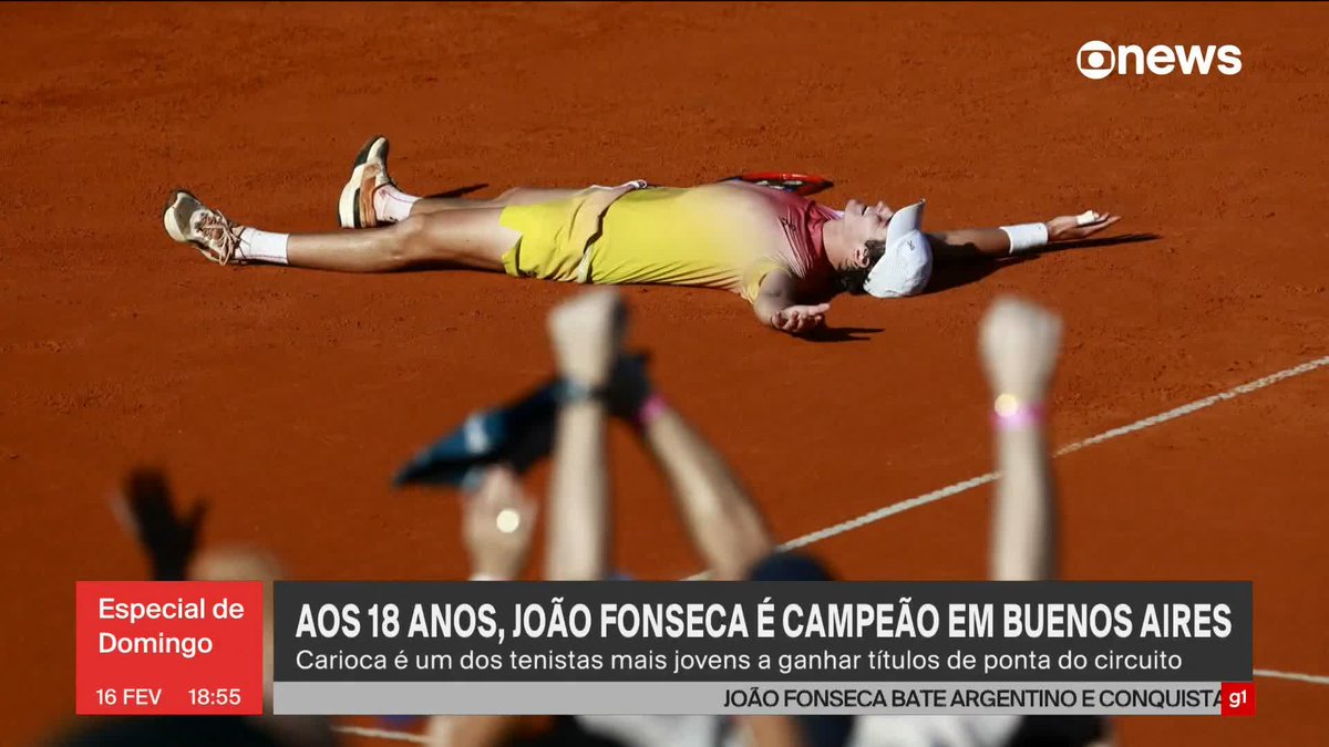 Aos 18 anos, João Fonseca é campeão em Buenos Aires. Carioca é um dos tenistas mais jovens a ganhar títulos de ponta do circuito. ➡ Assista ao #EspecialdeDomingo: #GloboNews