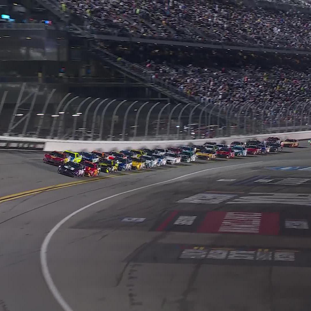 A stack-up on the restart! Multiple cars are collected.