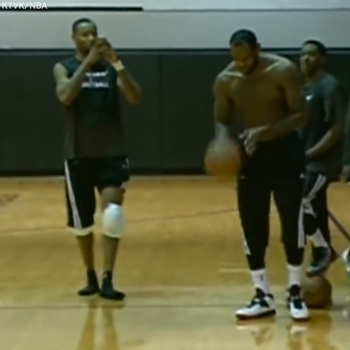 Throwback to when LeBron put on his own dunk contest at practice with D-Wade and the Heat players judging 😂