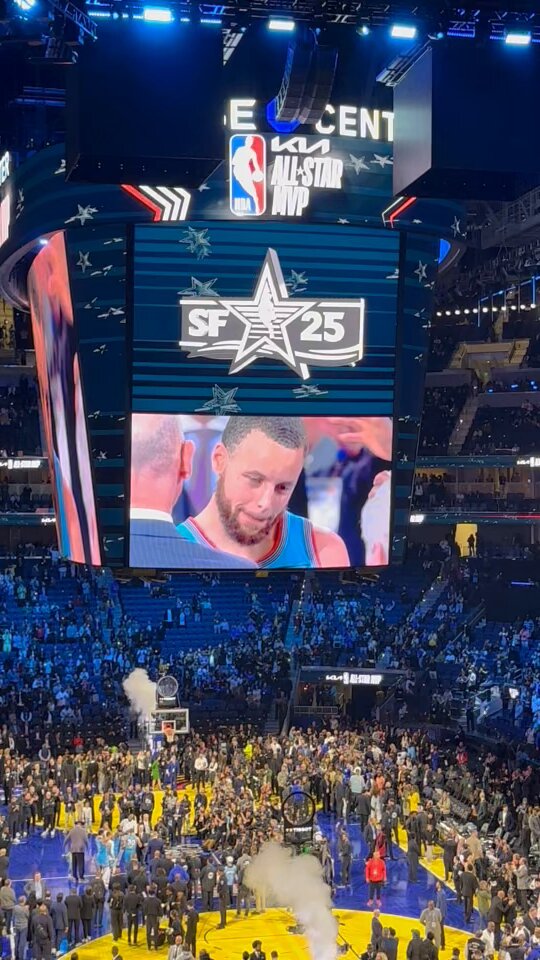Steph Curry wins the All-Star Game MVP on his home court, followed by “MVP” chants from Chase Center 👏 A poetic ending.