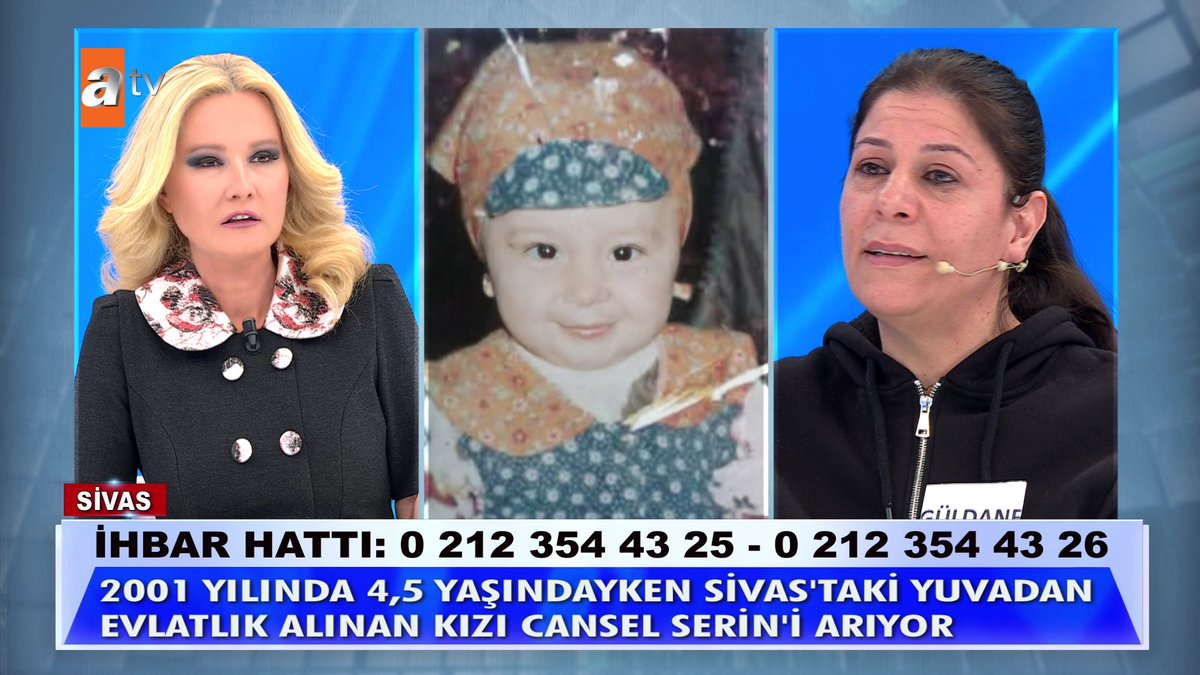 2001 yılında 4,5 yaşındayken Sivas yurdundan evlatlık alınan kızı Cansel Serin'i arıyor... #MügeAnlıİleTatlıSert #MügeAnlı atv