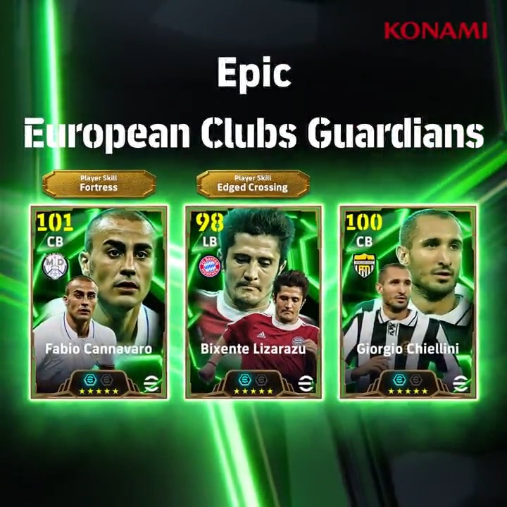 【Epic: European Clubs Guardians】 ジョルジョ キエッリーニがEpic初登場! ジョルジョ キエッリーニ(リビルド +2) ファビオ カンナヴァーロ(シャットダウン +2) ビセンテ リザラズ(クロス +2) 欧州リーグで守備の要としてチームに貢献してきた選手を獲得しよう! #eFootball #イーフト