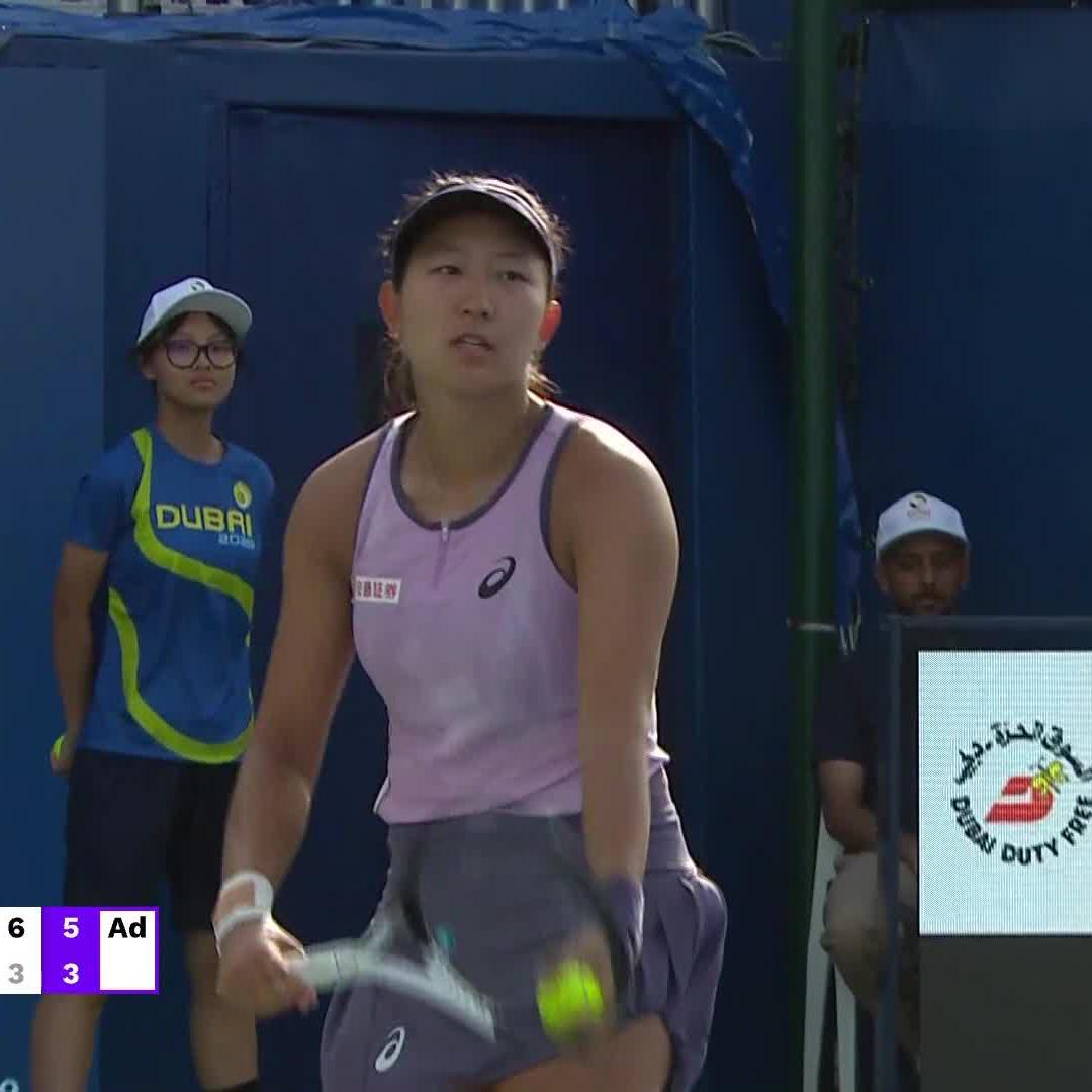 a dream Dubai DEBUT 👏 Qualifier Moyuka Uchijima takes down the 2022 Dubai champion Ostapenko 6-3, 6-3! #DDFTennis