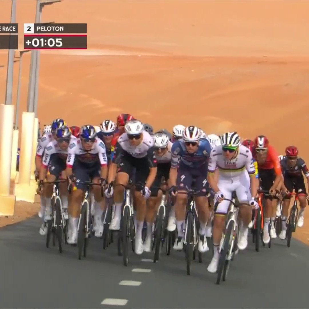 UAE sports director: "Tadej, just stay in the wheels today. Don't spend energy, the season is long." Tadej: "Yes, boss." 2 min later: #UAETour