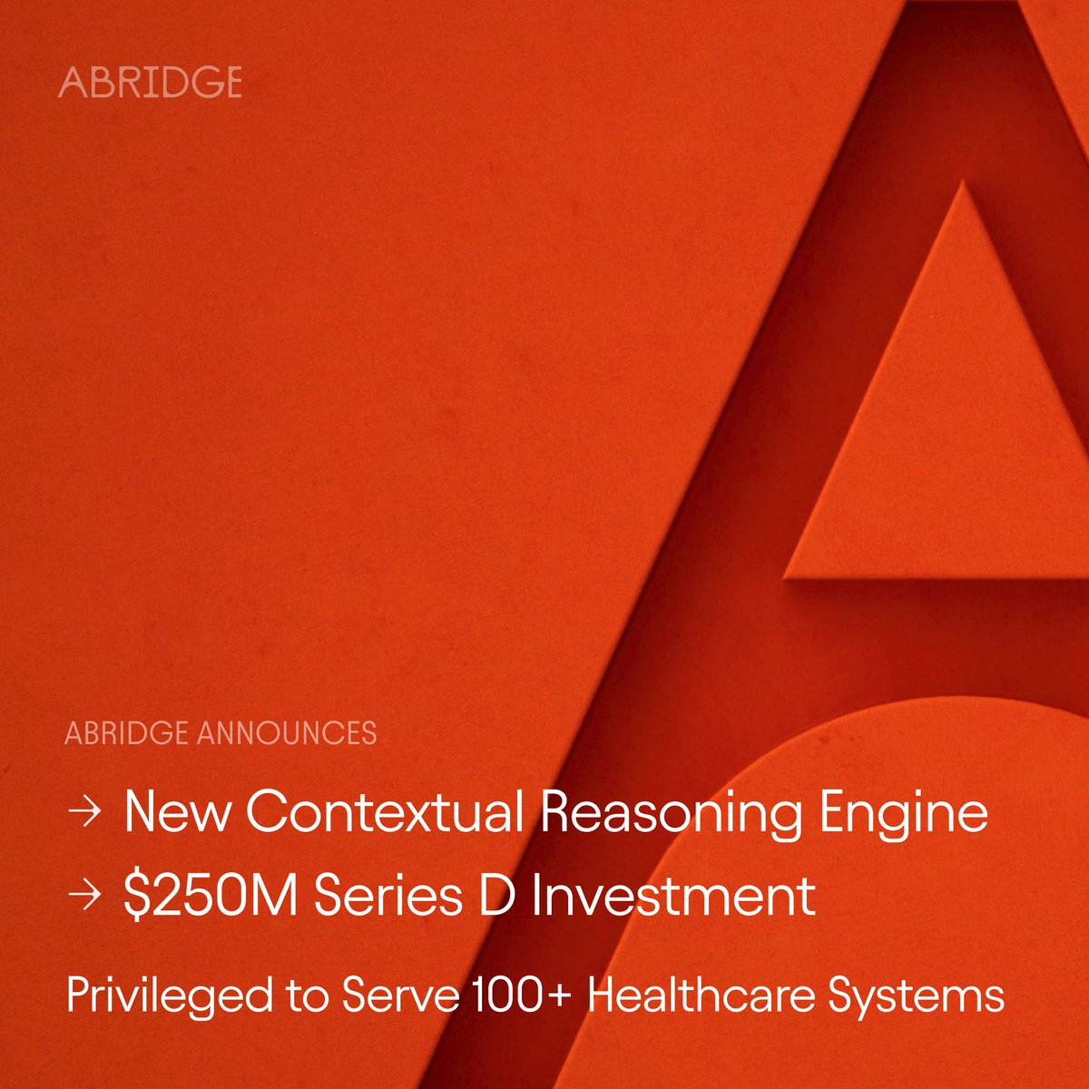 🚀 𝗔𝗻𝗻𝗼𝘂𝗻𝗰𝗲𝗺𝗲𝗻𝘁: New Contextual Reasoning Engine, $250M Series D, 100+ enterprise customers. 📈 Streamlined workflows: Contextual Reasoning Engine 🤝 $250M Series D (Elad Gil &amp; IVP) 🙏 100+ health systems