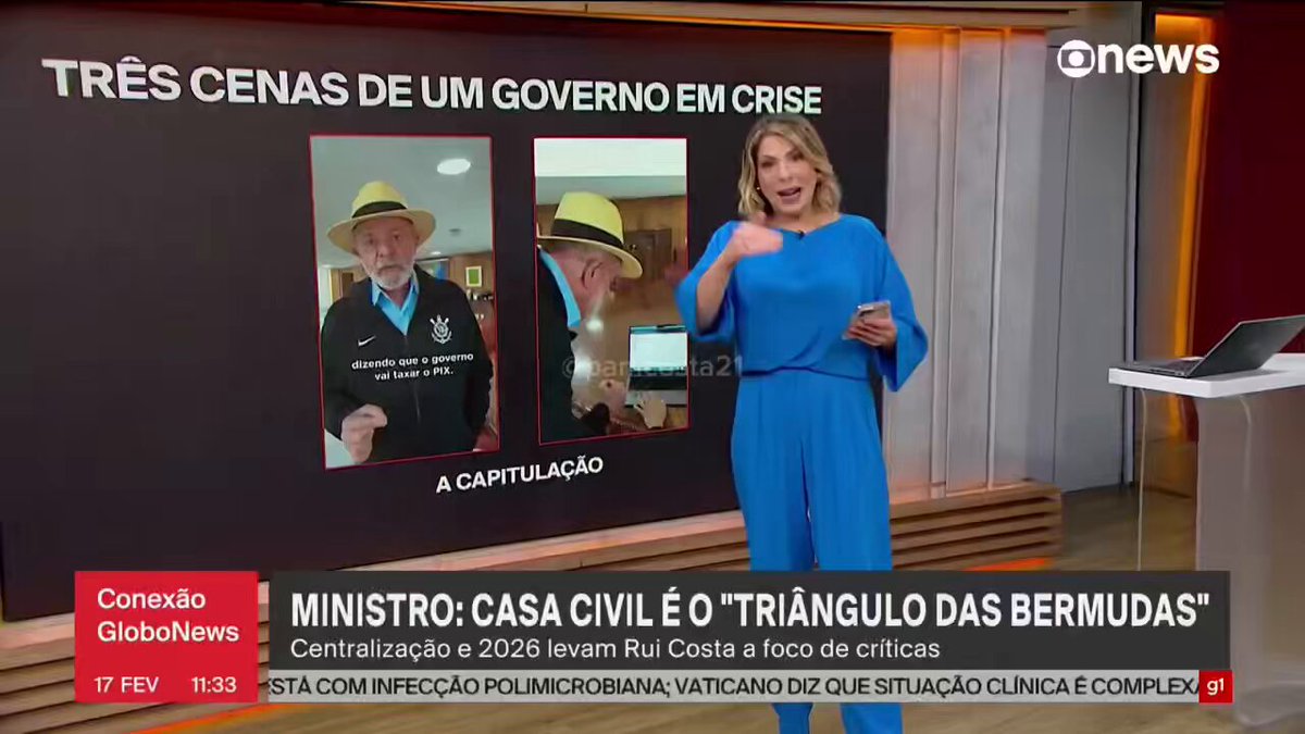Dani Lima: Janja capou o Lula de ser Presidente e pra ele conseguir fazer suas reuniões de trabalho em um tom ameno, é só quando a Janja está viajando. Ou seja, Lula não consegue governar o país prq a esposa dele dá palpite em tudo e trancafiou o presidente no palácio.