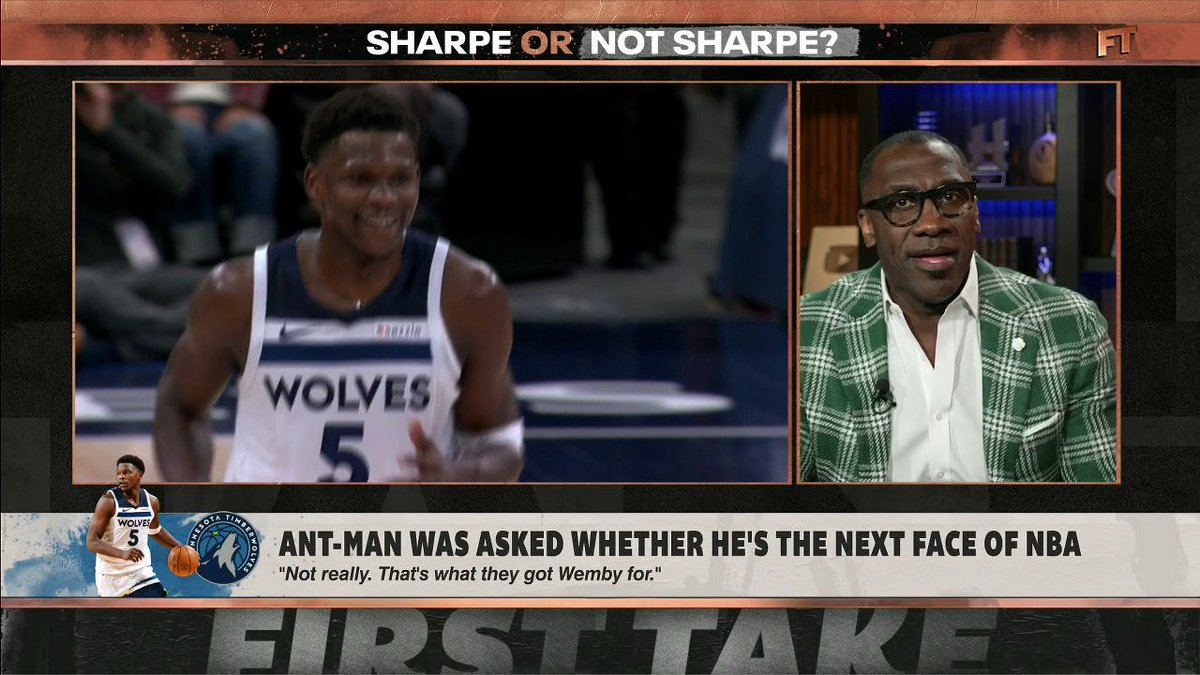 “I believe [Anthony Edwards] when he says he doesn’t want to be the face of the NBA. He doesn’t want what comes along with being that." shannon sharpe wants people to stop trying to force Ant-Man to want to be the face of the league.