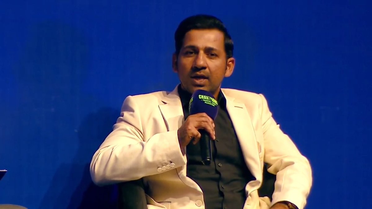 ICC Champions Trophy 2017-winning captain Sarfaraz Ahmed shares his insights at the #CT2025 Curtain Raiser panel discussion, hosted by Ian Bishop. #ChampionsTrophy