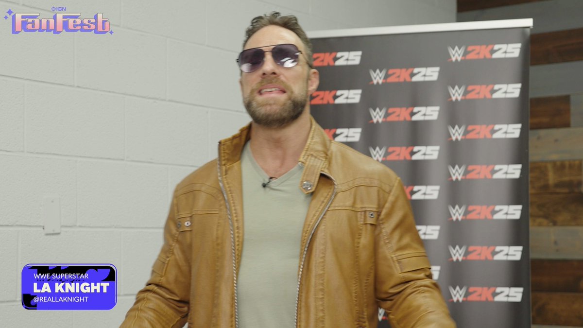 WWE Superstar LA Knight has a message for you. YEAH! Take a look at the full #WWE2K25 roster, exclusively revealed by #IGNFanFest: