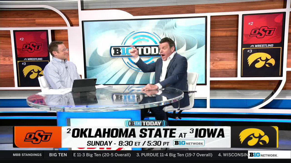 "If I had to, I would leave our network studios here in Chicago and start walking to Iowa City!" 🗣️ Shane Sparks believes the dual between No. 2 Oklahoma State and No. 3 Iowa Hawkeye Wrestling will be the most memorable of the season 💥 #B1GWrestling