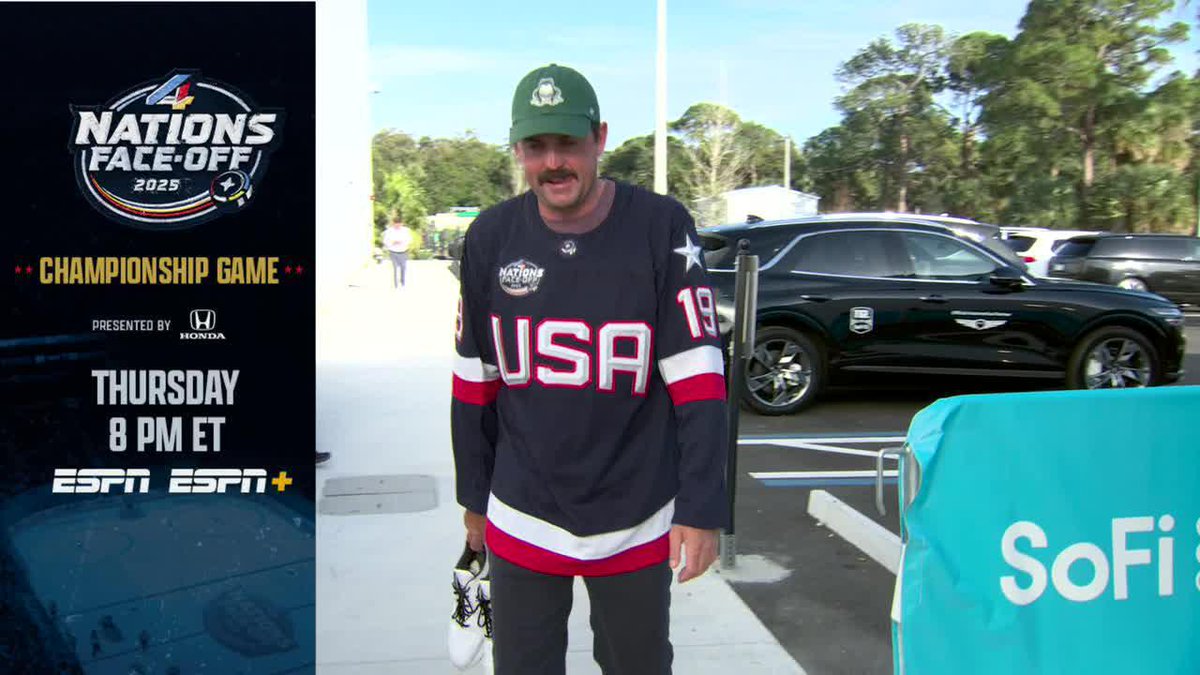 Keegan Bradley pulled up to tonight's TGL match showing his support for USA Hockey 🏒
