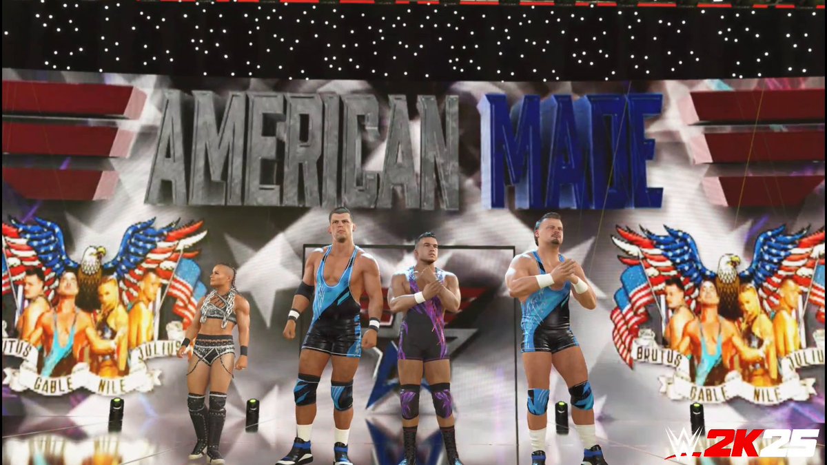 AMERICAN MADE ❤️ 🤍 💙 #FirstLook #WWE2K25 ivynile_wwe @BrutusCreedwwe Jacob A. Kasper Chad Gable