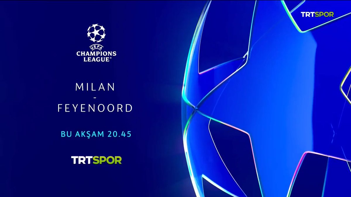 🏆 Şampiyonlar Ligi heyecanı TRT Spor'da yaşanıyor! 🇮🇹 Milan - Feyenoord 🇳🇱 📅 Bu akşam 🕣 20.45 📺💻📱 TRT Spor &amp; tabii