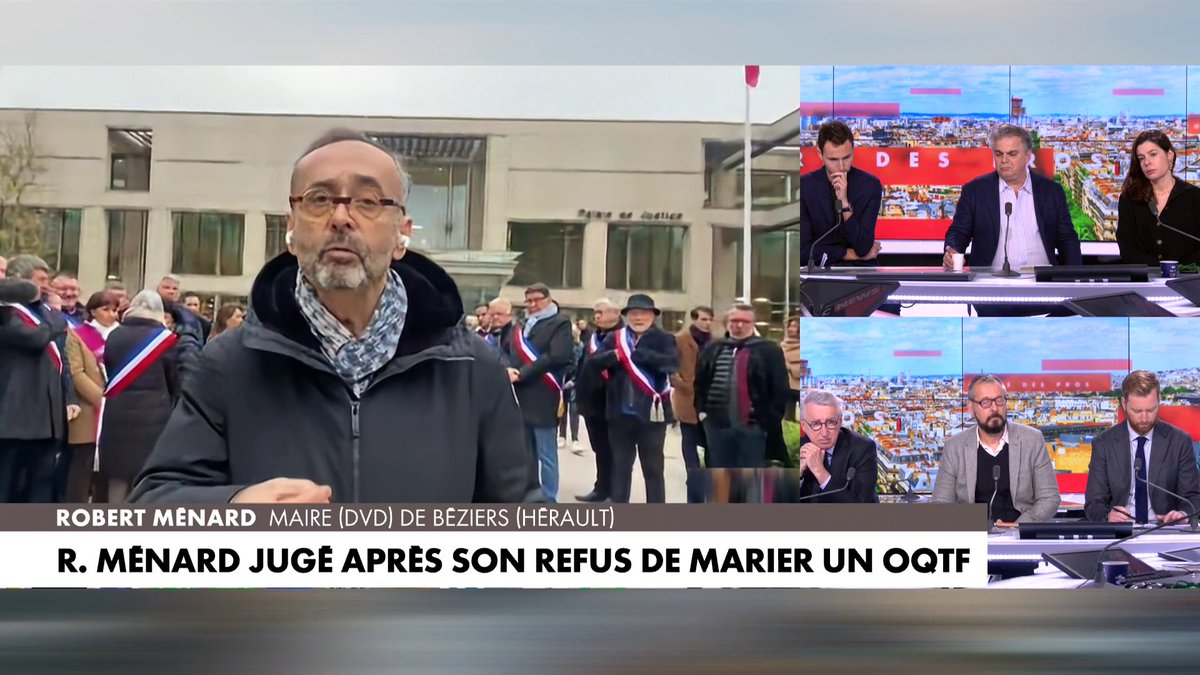 Robert Ménard, jugé ce mardi pour avoir refusé de marier un OQTF, est en direct sur CNEWS : «On m'oblige à marier quelqu'un qui, normalement, est obligé de quitter le territoire (...) Tout ça n'a aucun sens», dans #HDPros