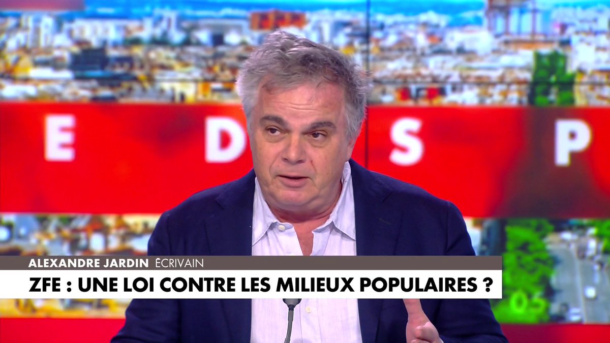 Alexandre Jardin sur la loi ZFE qui interdit la circulation à 12 millions de véhicules dans certaines grandes villes : «Le bobo ne veut plus du prolo (...) On est en train de mettre en place la première grande loi de ségrégation sociale», dans #HDPros