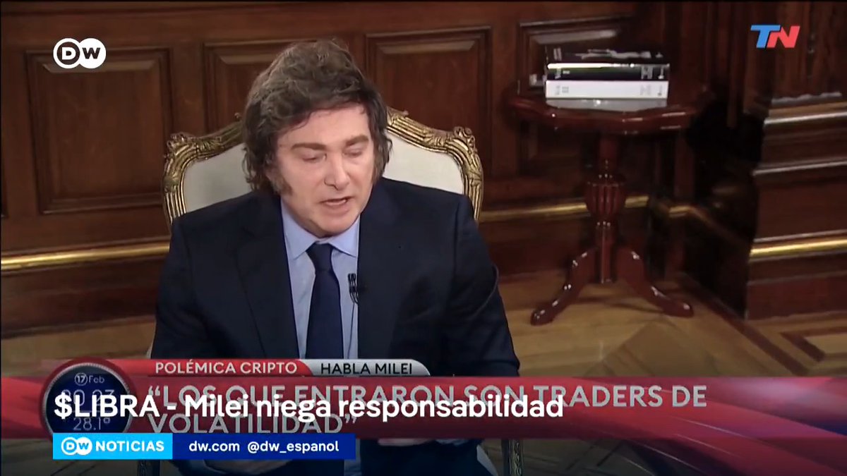 Javier Milei no pide disculpas por la estafa del criptogate El presidente de Argentina, Javier #Milei, negó haber promocionado la criptomoneda $LIBRA, cuyo auge y derrumbe causa un escándalo político en Argentina y es objeto de numerosas denuncias por estafa, y aseguró haber actuado "de buena fe" cuando difundió información sobre ella el pasado viernes. /cq