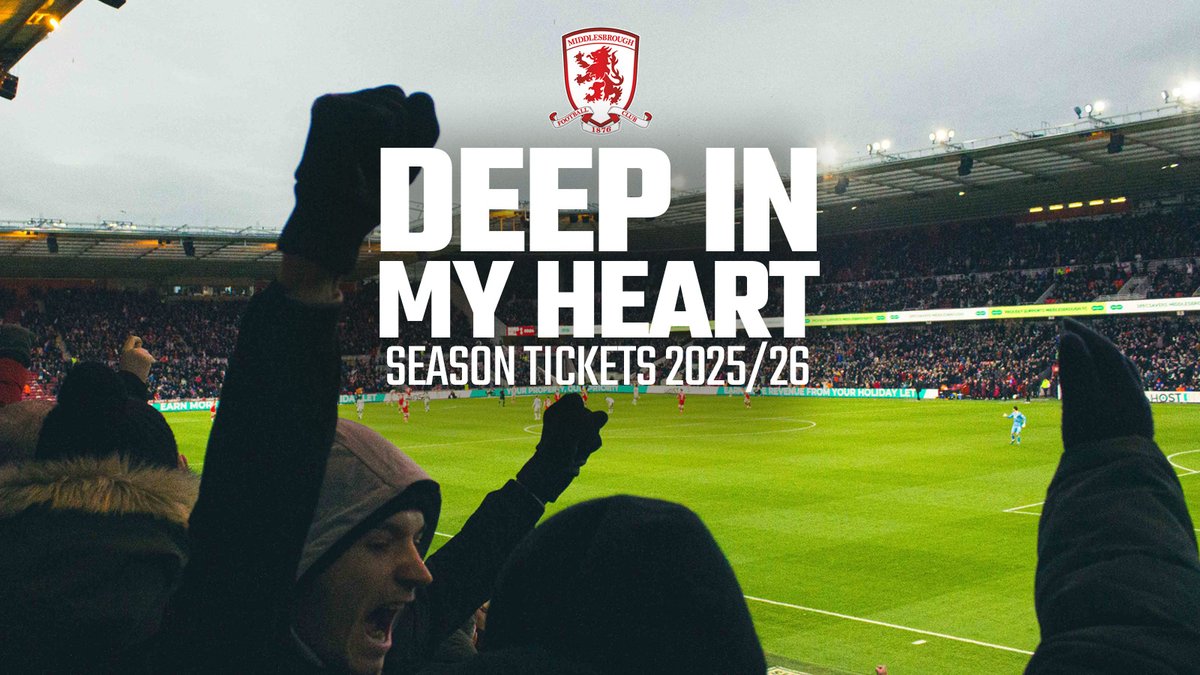 𝐃𝐞𝐞𝐩 𝐢𝐧 𝐦𝐲 𝐡𝐞𝐚𝐫𝐭, 𝐈 𝐝𝐨 𝐛𝐞𝐥𝐢𝐞𝐯𝐞… ❤️ Early Bird Season Tickets for 2025/26 are now on sale 🎟️ - Price freeze ❄️ - New stadium-wide U11 category 🆕 - 4 The Boro payment plan returns ✅ Your support means everything, #Boro fans 👊