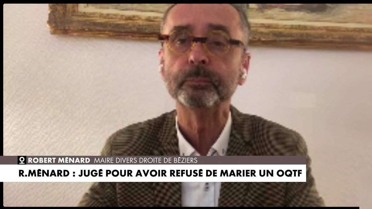 Robert Ménard revient sur son refus de marier une personne faisant l'objet d'une OQTF : «Il a eu des problèmes avec la police pendant quatre ans, en 2018, en 2020, en 2021 et en 2022 (...) Il n'y a aucune raison que je marie quelqu'un qui fait l'objet d'une OQTF», dans #MidiNews