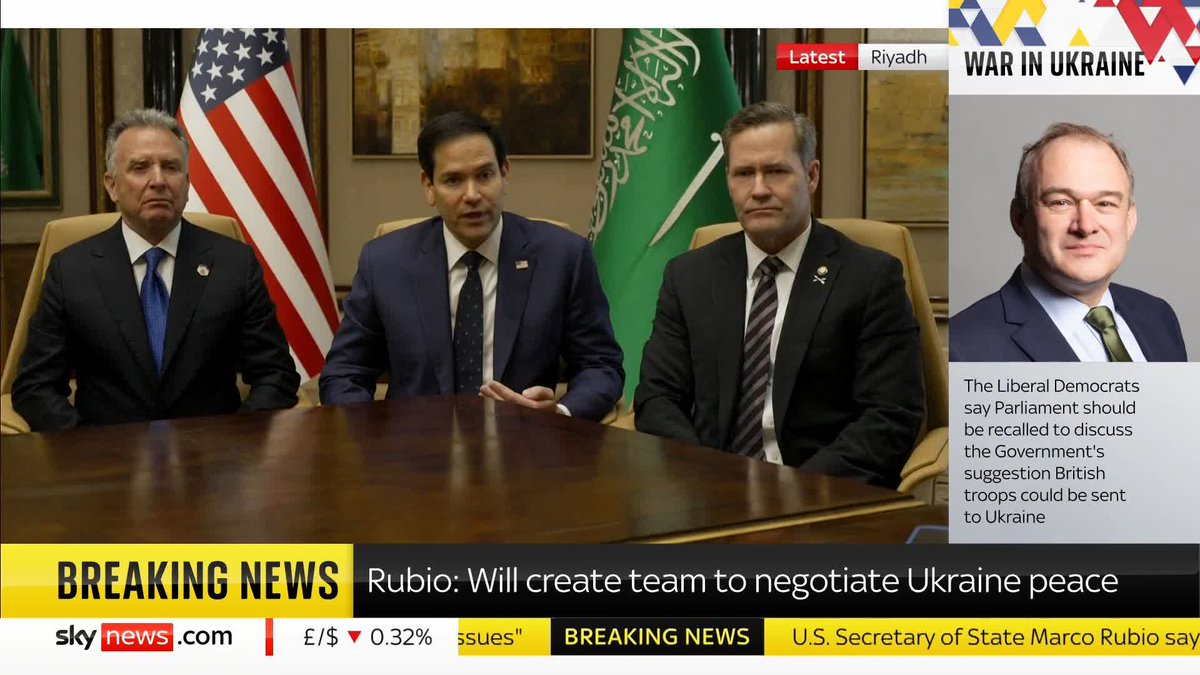 'The only leader in the world who can make this happen is Trump.' After the US-Russia peace talks on ending the war in Ukraine, US Secretary of State Marco Rubio told reporters the goal of the meeting today was to 'establish lines of communication'