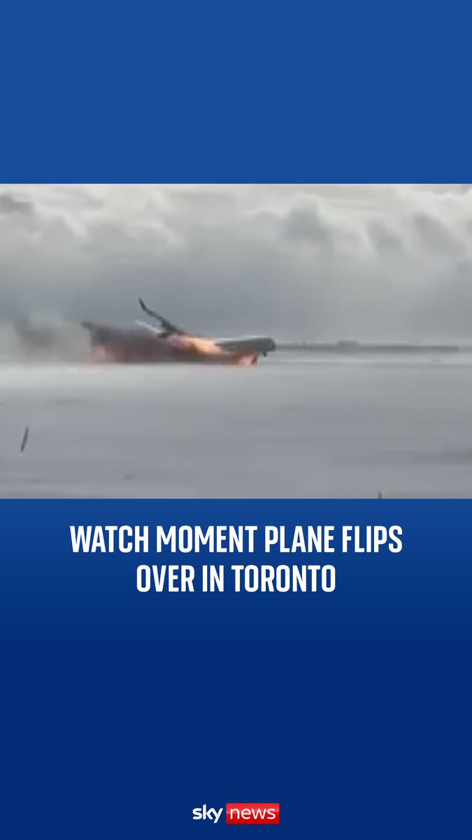 Watch the moment a Delta Airlines plane crashes at Toronto airport and flips over ⬇️ Read more: