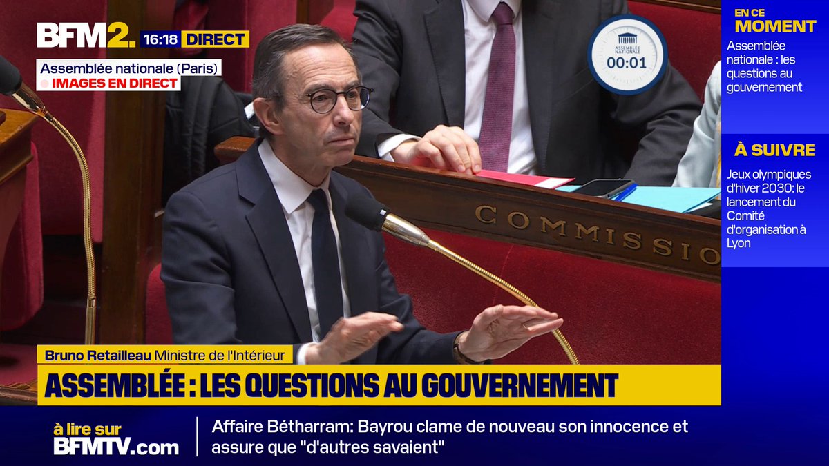 💬 "Le gouvernement est opposé à la légalisation du cannabis" Le ministre de l'Intérieur, Bruno Retailleau, assure que légaliser le cannabis serait une double "défaite" dans la lutte contre le trafic de stupéfiants