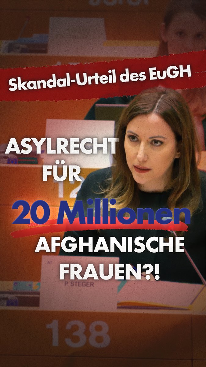 Das #Urteil des Europäischen Gerichtshofs, wonach pauschal alle afghanischen Frauen in #Europa asylberechtigt sind, ist ein absoluter #Skandal und an Irrsinn nicht zu überbieten! ➡️ Denn damit wird die individuelle Prüfung von# Asylanträgen auf einen Schlag ausgehebelt und der Grundgedanke von Schutz im nächstgelegenen Land ad absurdum geführt.