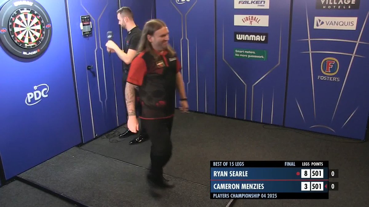 SEARLE WINS PC4! 🏆 What a display! After a day of heavy scoring and sensational doubling, Ryan Searle has picked up his first title of the year - defeating Cameron Menzies 8-3! 📺 #PC4