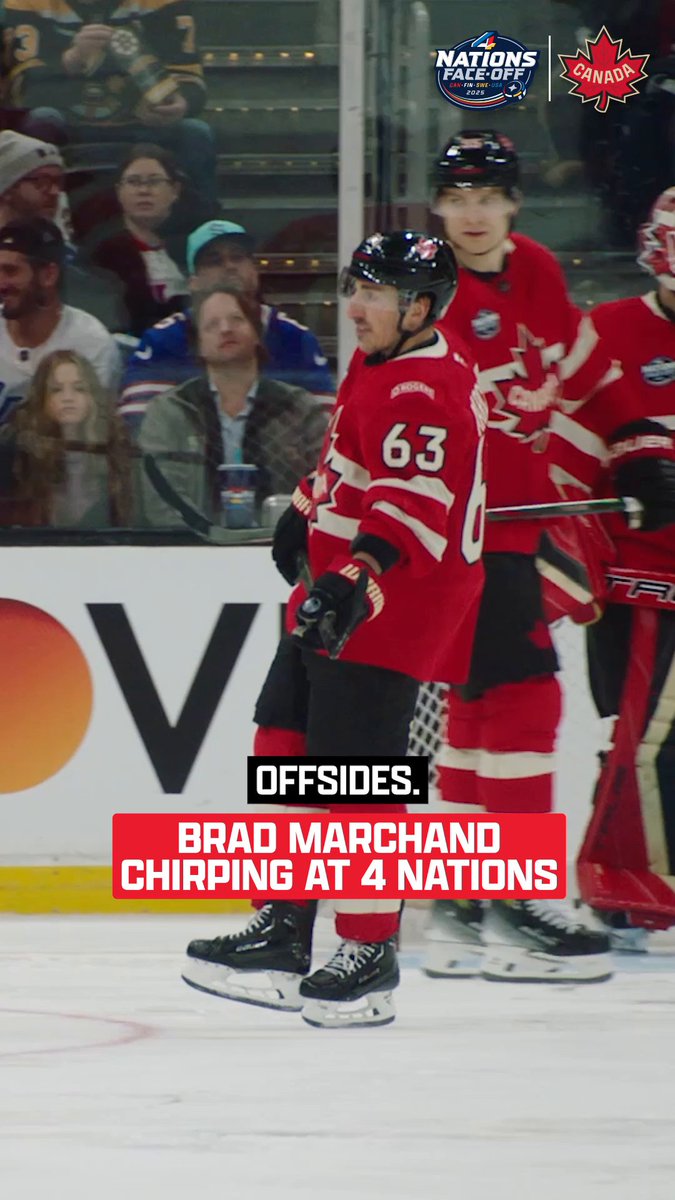 Brad Marchand was letting the chirps fly against Finland. 🔊 📺: Canada vs. USA in the #4Nations Face-Off Championship Game THURSDAY at 8p ET on ESPN, ESPN+, Disney+, Sportsnet, and TVA Sports
