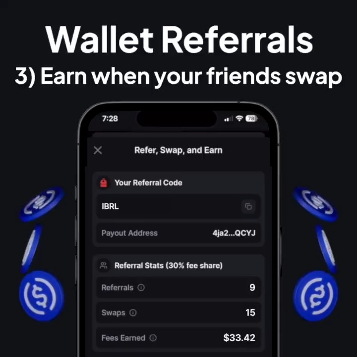 Referrals are now live in Backpack Wallet ๐ โจ Create your custom referral code ๐ฒ Share your code with friends ๐ฐ Earn fees every time they swap Comment with your referral code ๐๐
