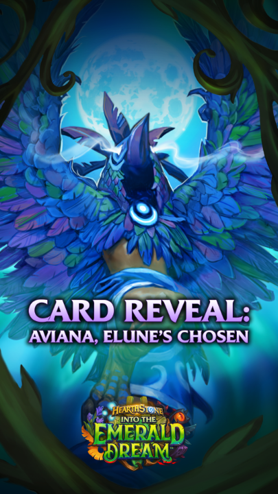 Reduce the cost of ALL your cards to (1) with Priest's Legendary Wild God: Aviana, Elune's Chosen! 🌕 Venture Into the Emerald Dream March 25th.