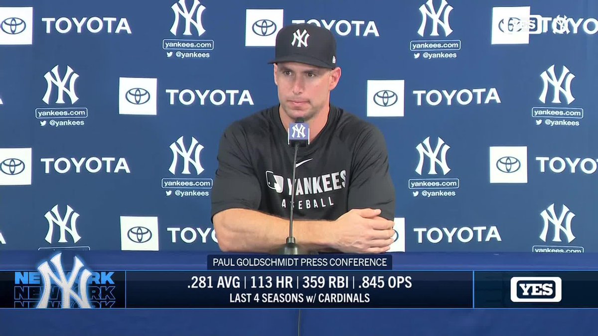“…The tradition &amp; the history here is like maybe no other sports franchise in the world…” - Paul Goldschmidt on becoming part of the Yankees' lineage #YANKSonYES