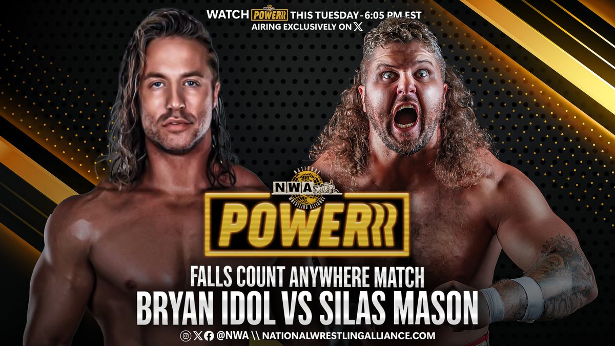 It's 6:05e! It's time for WRESTLING! It's time for NWA POWERRR! Thrillbilly takes on Bryan Idol in a FALLS COUNT ANYWHERE MATCH! Plus, the World Junior Heavy Title is on the line!