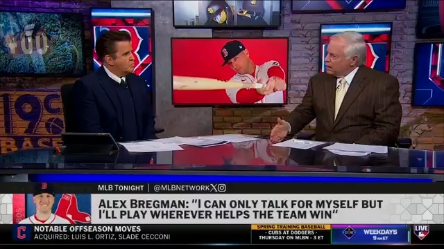 "If nothing else, it's going to push [Rafael] Devers." Buck Showalter and Brian Kenny discuss the latest from Red Sox camp. #MLBTonight