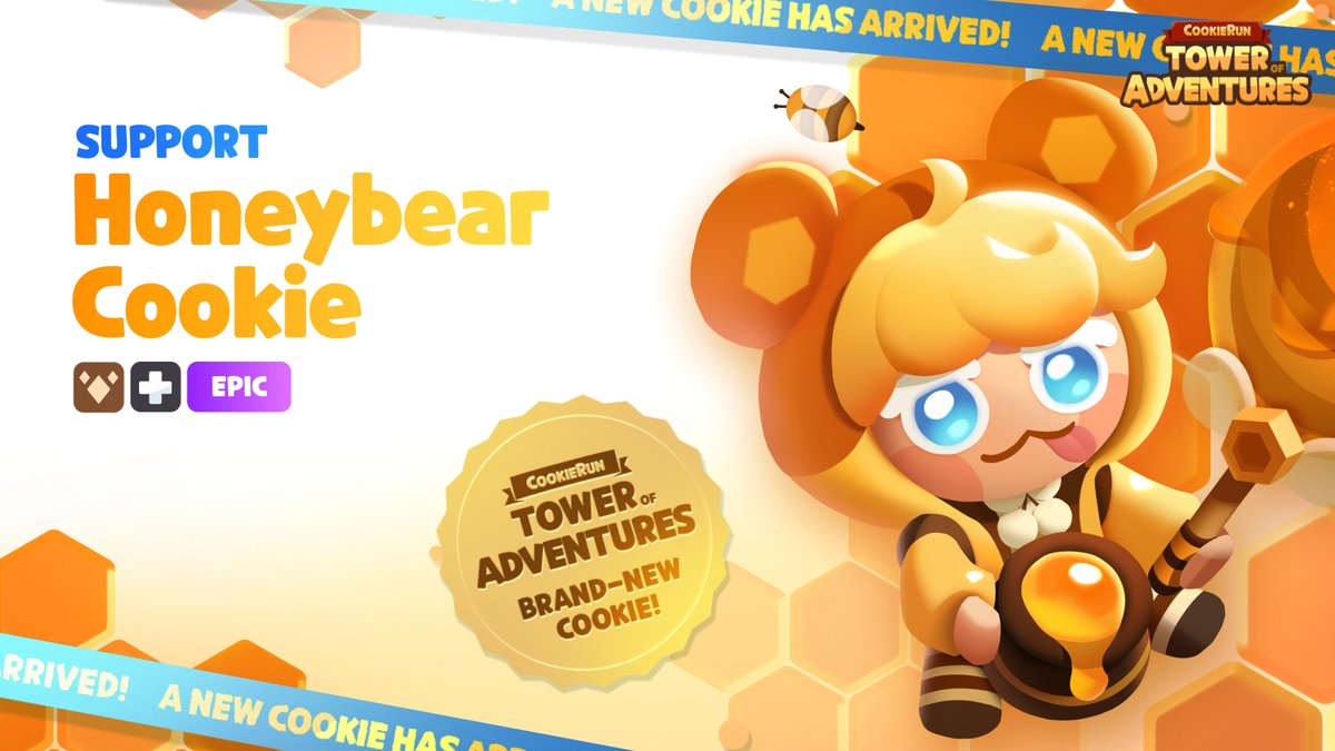 He was baked with sweet honey that just fills you with joy! 🍯 Meet Honeybear Cookie in CookieRun: Tower of Adventures now!