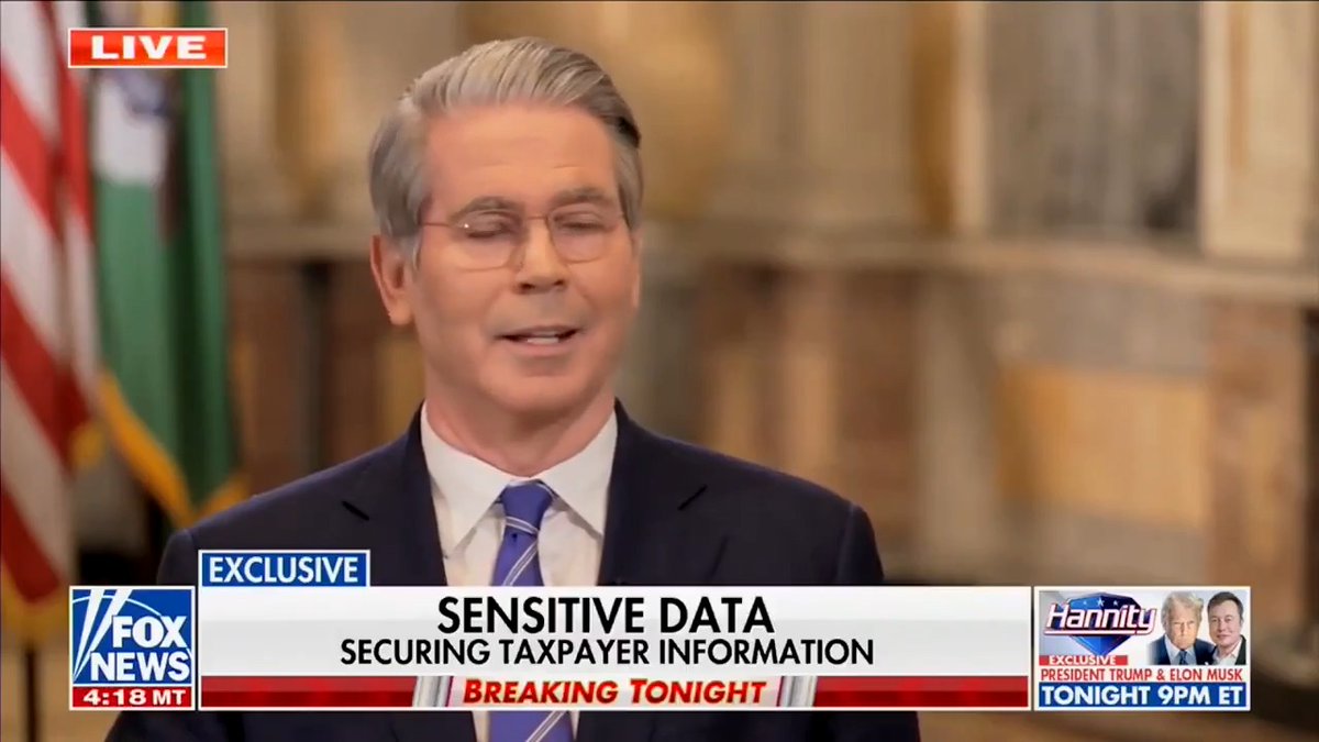Treasury Secretary Scott Bessent on critics of Department of Government Efficiency: “This kind of fearmongering doesn't help anybody — but it tells me that people are worried that they're part of the waste, fraud, and abuse.”