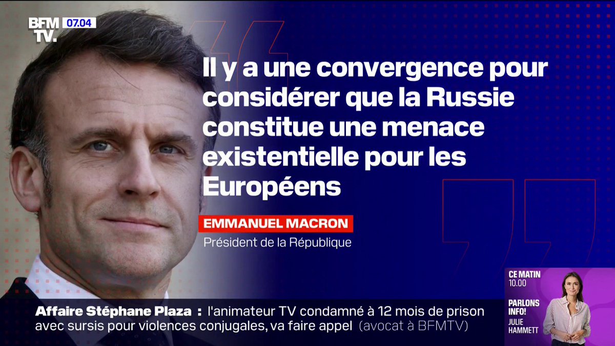 Emmanuel Macron annonce réunir "les groupes parlementaires et les partis" face à la "menace existentielle" de la Russie