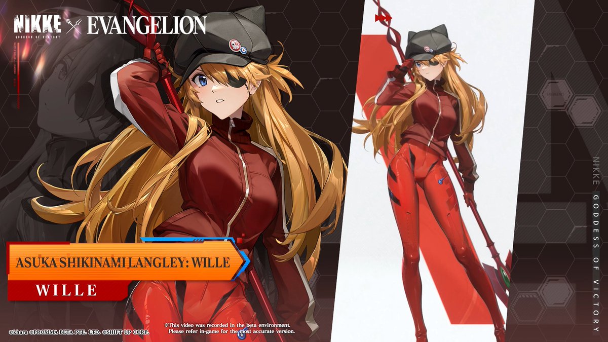 【Character Motion Demonstration】 #NIKKExEVA #AsukaShikinamiLangleyWILLE Asuka Shikinami Langley: WILLE from the WILLE faction. ◆Weapon MG: Mass Annihilation Machine Gun ◆Skills Asuka Shikinami Langley: WILLE accumulates Anti A.T. Field to enhance the offensive capabilities of her allies and herself. When she casts her Burst Skill and attacks, she accumulates Anti A.T. Field and deals significant damage afterward based on the stack count. ※This recording was made in a test environment. Please refer in-game for the most accurate version #NIKKE