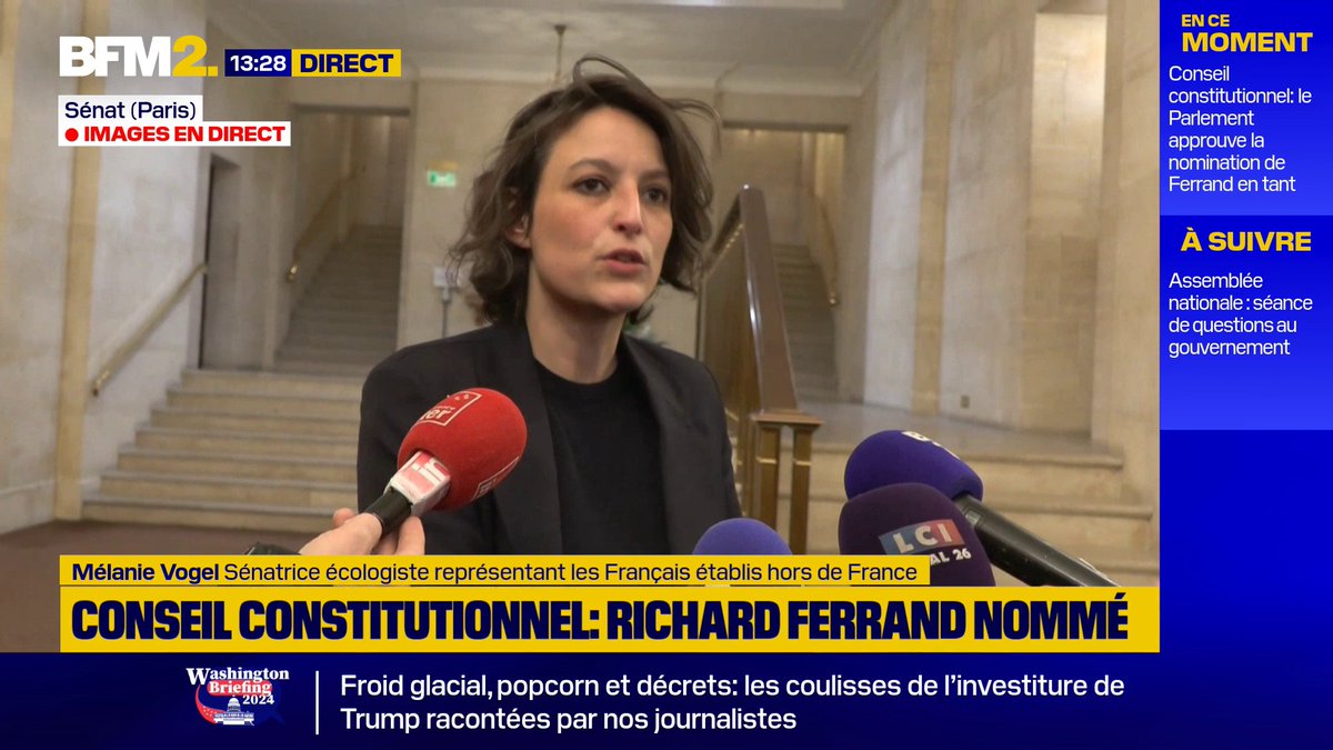 💬 "Nous demandons au président de la République de prendre la mesure de ce qu'il s'est passé et de ne pas procéder à la nomination" Mélanie Vogel, sénatrice écologiste, réagit à la nomination de Richard Ferrand à la présidence du Conseil constitutionnel