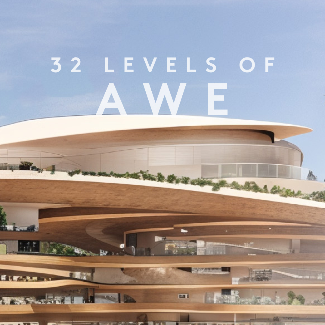 The Ski Village will rise vertically across 32 levels and will span twice the height of the world’s tallest building when measured horizontally. #Trojena