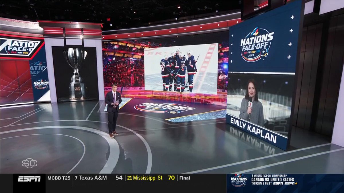 From SportsCenter news from USA Hockey’s biggest moment in over a decade. I’ve heard a few players quote Miracle, “Our time is now.” The captain is from Arizona. Tkachuks, St Louis. Players rep teams in Florida, Vegas. This tourney is a showcase of how much hockey has grown.