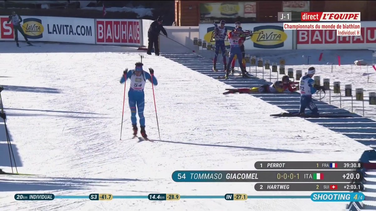 Une faute pour Tommaso Giacomel : la victoire s'ouvre pour Eric Perrot ? Suivez les Championnats du monde de biathlon sur la chaine L'Équipe : #lequipeBIATHLON