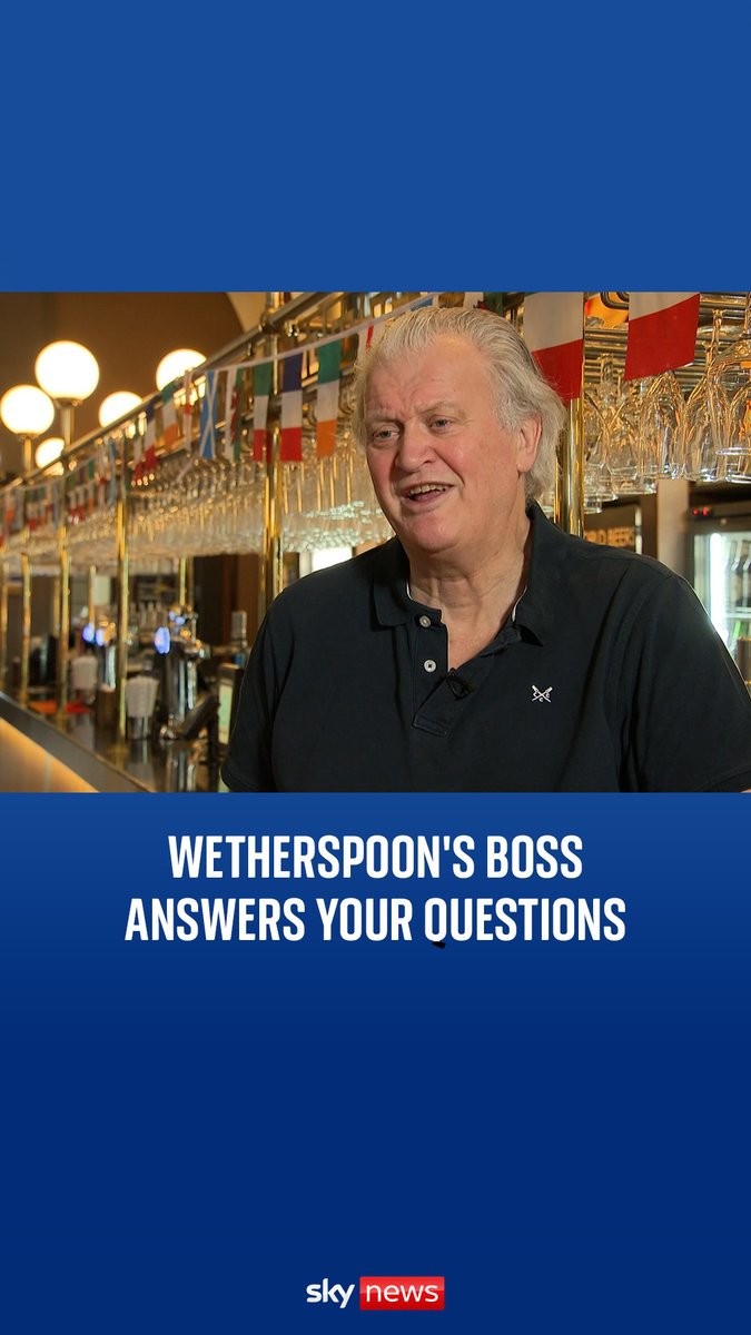 🍻 How are the Pints so cheap? 🍻 Why do you hate music? 🍻 Why can't people bring dogs to the pub? The founder and chairman of JD Wetherspoon's Tim Martin has been answering your questions with Sky's Darren McCaffrey 👇
