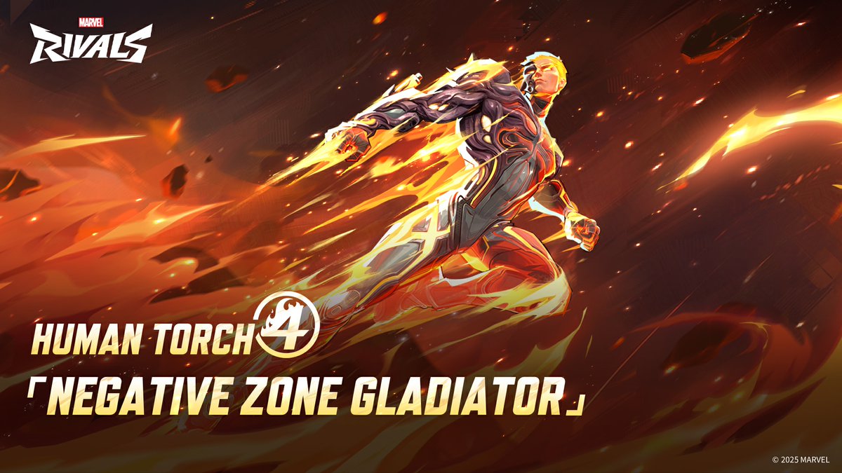 🔥 The Flames of Rebellion Ignite! 🔥 "Do you want to be a slave to fate... A servant to your eventual demise? Or do you want new rules or a new life? Everything dies? No. Everything lives." – Fantastic Four (1998) #600 The Negative Zone Gladiator costume for Human Torch is here! Harness its power and set your foes ablaze. 📅 Available once server maintenance is completed on February 21! 🔥 Light the way forward! #MarvelRivals #HumanTorch