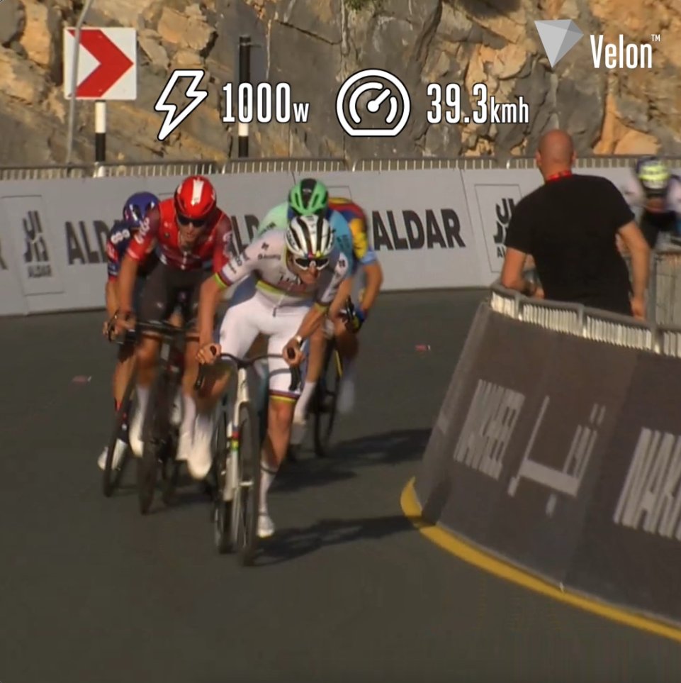 He simply blew them away 💥 Tadej Pogačar averaged 860w and hit a maximum of 1030w with this ruthless sprint to victory on UAE Tour Official Stage 3. _______ 🇦🇪 #UAETour